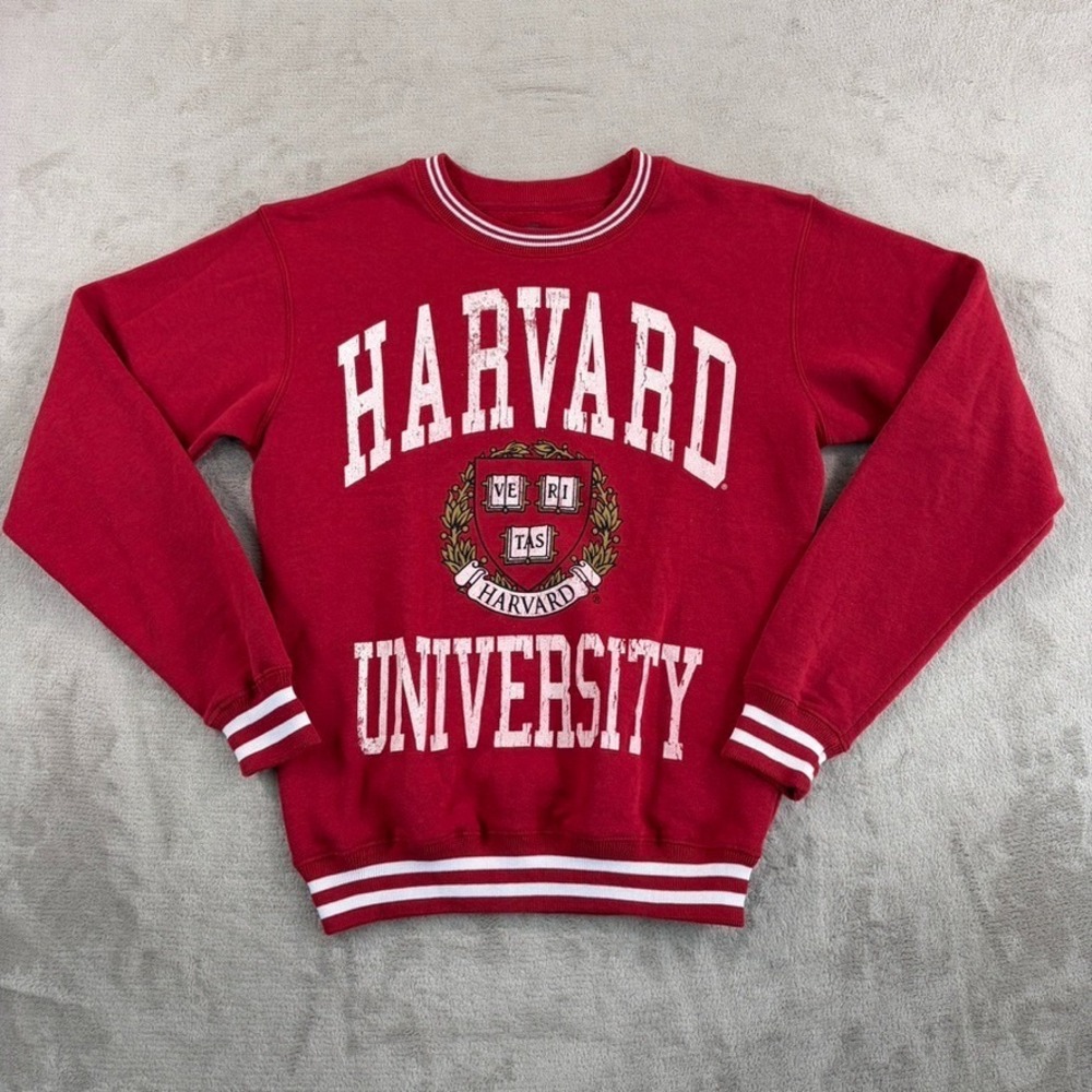 Harvard University Logo Crewneck Sweatshirt Men XS Veritas Ivy League Preppy